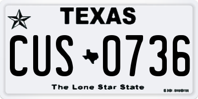 TX license plate CUS0736