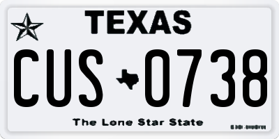 TX license plate CUS0738
