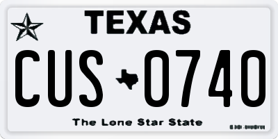 TX license plate CUS0740