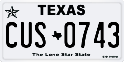 TX license plate CUS0743