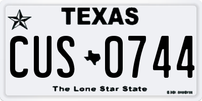 TX license plate CUS0744