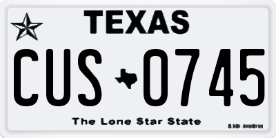TX license plate CUS0745