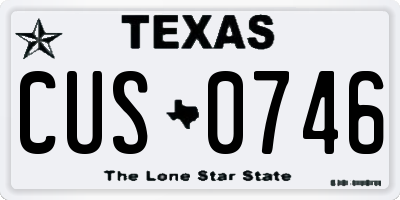 TX license plate CUS0746