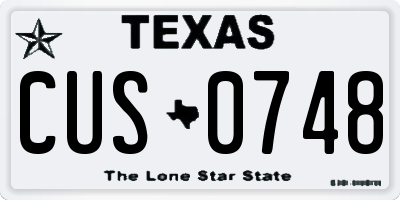 TX license plate CUS0748