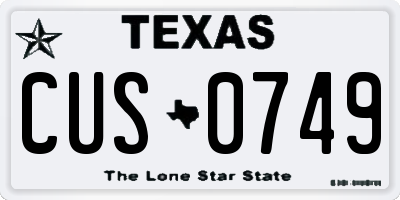 TX license plate CUS0749
