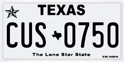 TX license plate CUS0750