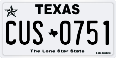 TX license plate CUS0751