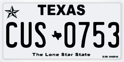 TX license plate CUS0753