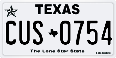 TX license plate CUS0754