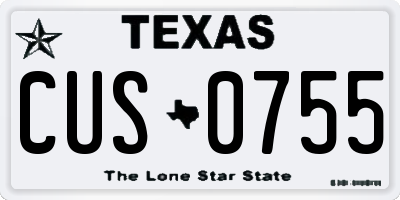TX license plate CUS0755