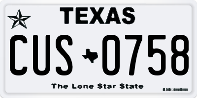 TX license plate CUS0758