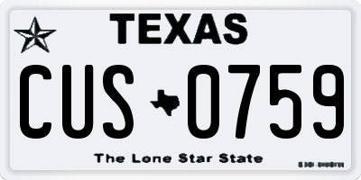 TX license plate CUS0759