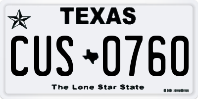 TX license plate CUS0760