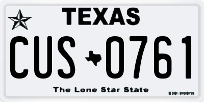 TX license plate CUS0761
