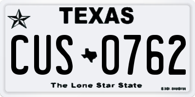 TX license plate CUS0762