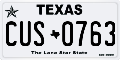 TX license plate CUS0763