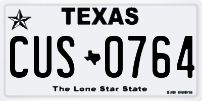 TX license plate CUS0764