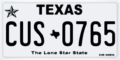 TX license plate CUS0765