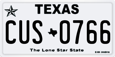 TX license plate CUS0766