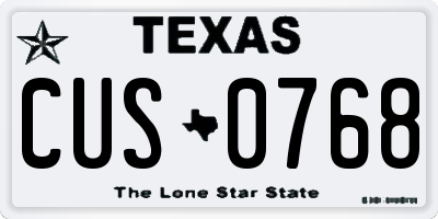 TX license plate CUS0768
