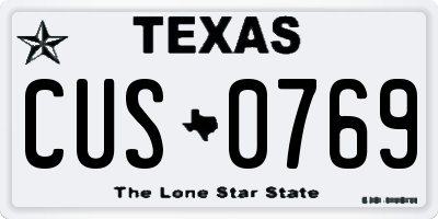 TX license plate CUS0769