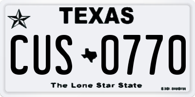 TX license plate CUS0770