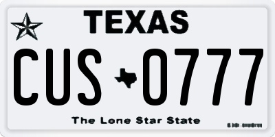 TX license plate CUS0777