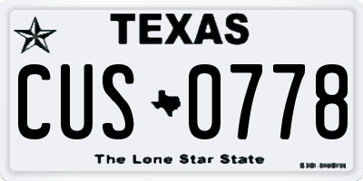 TX license plate CUS0778