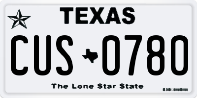TX license plate CUS0780