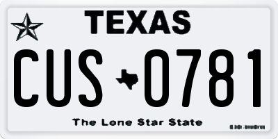 TX license plate CUS0781