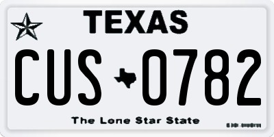 TX license plate CUS0782