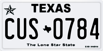 TX license plate CUS0784