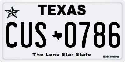 TX license plate CUS0786
