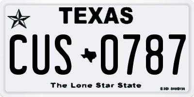 TX license plate CUS0787