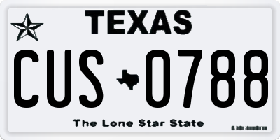 TX license plate CUS0788