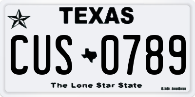 TX license plate CUS0789