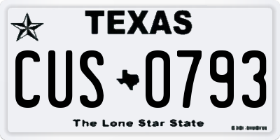 TX license plate CUS0793