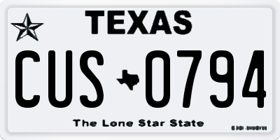 TX license plate CUS0794