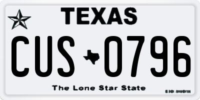 TX license plate CUS0796