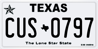 TX license plate CUS0797