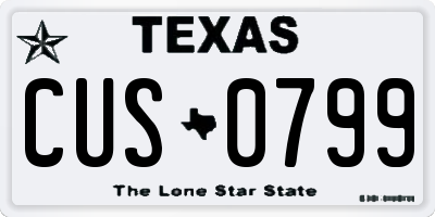 TX license plate CUS0799
