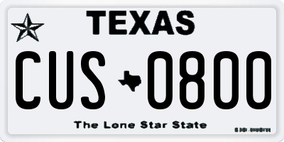 TX license plate CUS0800