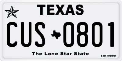 TX license plate CUS0801