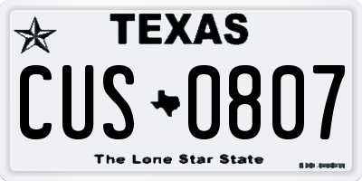 TX license plate CUS0807