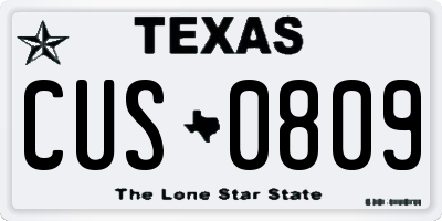 TX license plate CUS0809