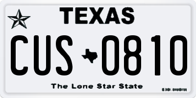 TX license plate CUS0810
