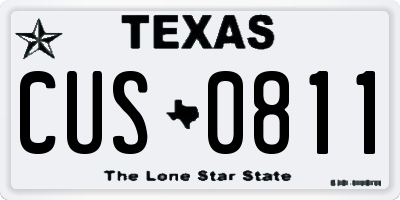 TX license plate CUS0811