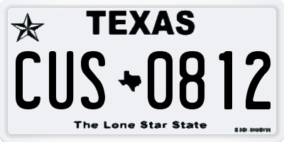 TX license plate CUS0812