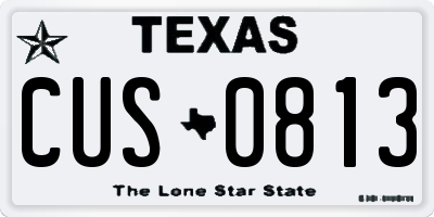 TX license plate CUS0813