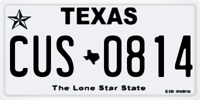 TX license plate CUS0814